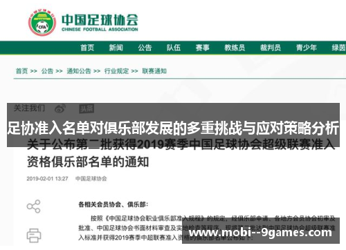 足协准入名单对俱乐部发展的多重挑战与应对策略分析