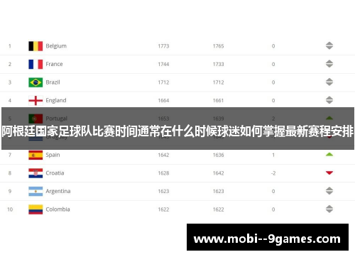阿根廷国家足球队比赛时间通常在什么时候球迷如何掌握最新赛程安排