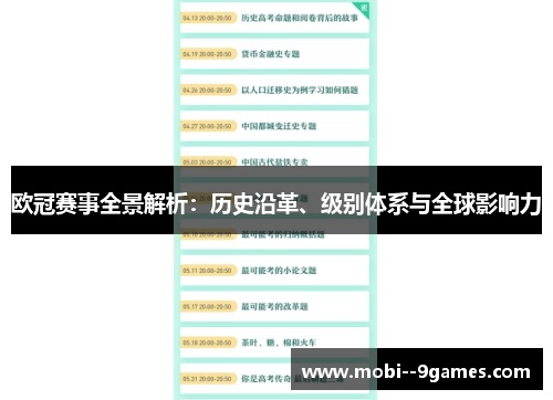 欧冠赛事全景解析:历史沿革、级别体系与全球影响力 欧冠赛事全景解析:历史沿革、级别体系与全球影响力